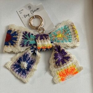 Keychain/Bag Charm Colorful Crochet Bow. (NWTs)